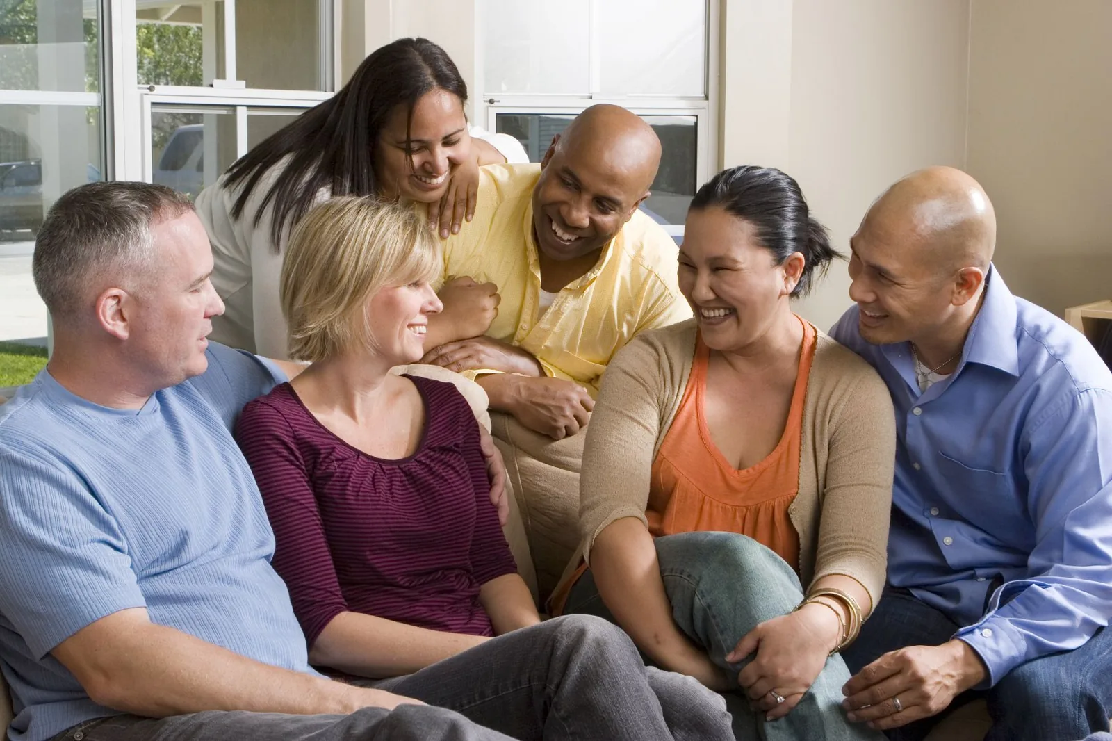A group of people together